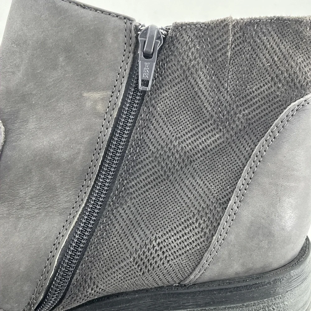 Earth Womens Leather Ankle Boots Gray Plaid Tweed Block Heel Zip 11 B‎ Jordan